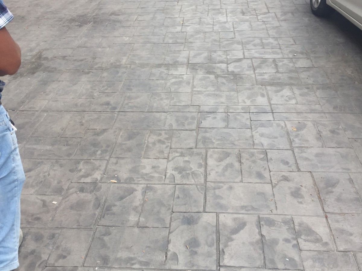 艺术压模地坪 - 宁波压花地坪施工案例：谋成地坪滨海广场地坪，仿石纹理压模混凝土防滑耐磨