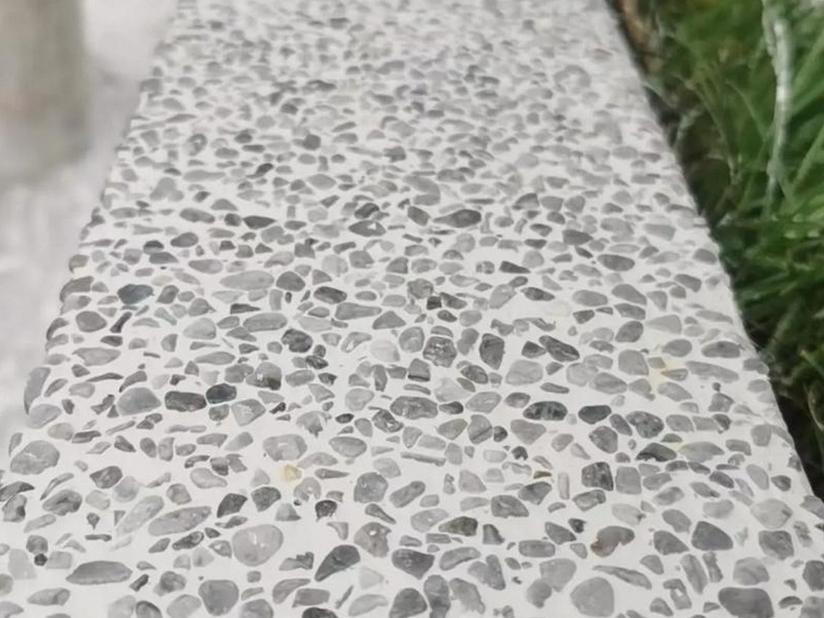 水洗石 - 淮南水洗石施工案例：谋成地坪商业空间，天然石子骨料。安徽专业水洗石厂家，设计施工