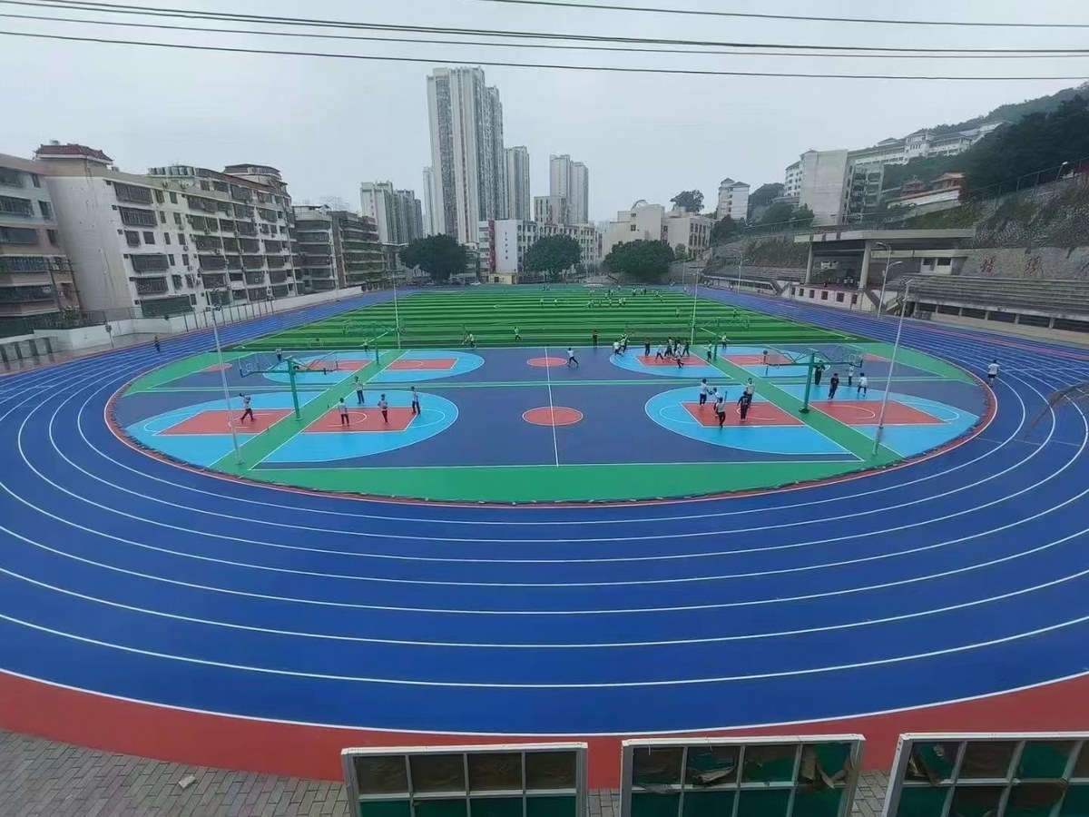 塑胶地坪 - 南昌塑胶地坪施工案例：谋成地坪运动场，弹性好防滑耐磨。江西专业塑胶地坪厂家，设计